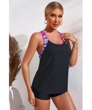 Tipo de top: Sin aros
  Almohadilla de pecho: Almohadillas removibles
  Tipo de patrón: Contraste
  Estilo: Playa al aire libre
  Características: Estilo básico
  Escote: Escote redondo
  Composición del material: 82% nailon 18% spandex
  Elasticidad: Elasticidad moderada
  Instrucciones de cuidado: Lavado a máquina en frío. Secar en secadora a baja temperatura.
  Importado
  Medidas del producto: S: busto 28 in longitud 17
  19 in; M: busto 30 in longitud 17
  19 in; L: busto 33 in longitud 17.5
  19.5 in; XL: busto 35 in longitud 18
  20 in; 2XL: busto 38 in longitud 18
  20.5 in