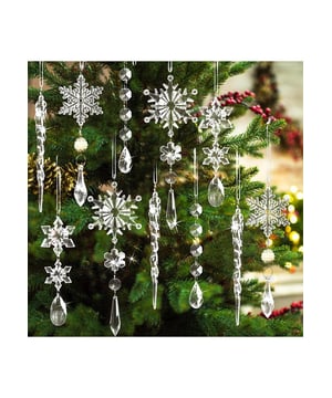 Set bevat 10 stuks  
Gemaakt van duurzaam acrylmateriaal  
Geïmporteerd  
Lengtes van de icicles: 17,8 cm 12,9 cm 10,9 cm 12,9 cm 13,5 cm