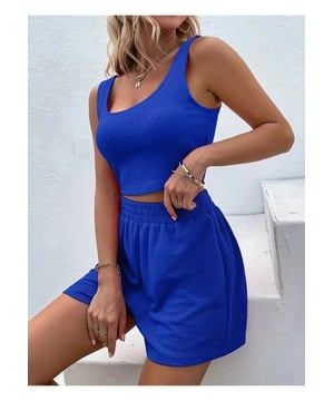 Full Size Wide Strap Tank and Shorts Set
  Plus size
  Two
  piece set
  Basic style
  Material composition: 95% polyester 5% spandex
  Machine wash cold
  Tumble dry low
  Imported