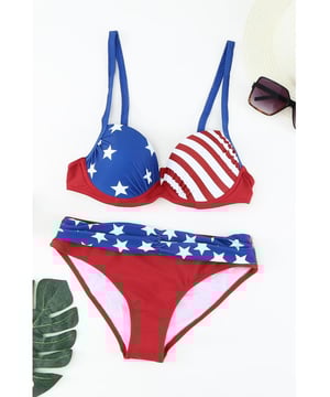 Tipo de parte superior: Sin aros  
Tipo de parte inferior: Cintura media  
Categoría de tallas: Regular  
Número de piezas: Dos  
Tipo de patrón: Rayas impresas  
Material: 82% nailon 18% spandex  
Características: Estilo básico  
Elasticidad: Elasticidad moderada  
Transparente: No  
Cuerpo: Sin forro  
Almohadilla de pecho: Sin relleno  
Instrucciones de cuidado: Lavar a máquina en frío. Secar a baja temperatura.  
Importado