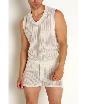 Basisstijl opengewerkt ontwerp  
Twee-delig set: ronde hals tanktop en shorts  
Gemiddelde stretch voor comfort  
Materiaalcompositie: 80% polyester 20% katoen  
Wasinstructies: Machinewas koud, drogen op lage temperatuur  
Geïmporteerd
