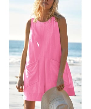 Mit Taschen.
  Blickdicht.
  Materialzusammensetzung: 65% Polyester 35% Baumwolle 5% Elasthan.
  Pflegehinweise: Maschinenwasche kalt Trockner niedrig.
  Importiert.
  Grosse S: US 4 Buste 362 Zoll Oberlange 311 Zoll Hufte 445 Zoll.
  Grosse M: US 6/8 Buste 382 Zoll Oberteillange 319 Zoll Hufte 465 Zoll.
  Grosse L: US 10/12 Buste 402 Zoll Oberteillange 327 Zoll  Hufte 484 Zoll.
  Grosse XL: US 14/16 Buste 433 Zoll Oberlange 335 Zoll Hufte 516 Zoll.