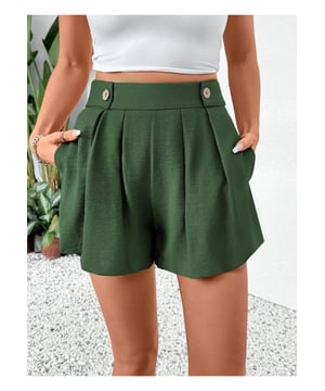 Falten-Detail Shorts mit Taschen  
Material: 88% Viskose, 12% Polyester  
Merkmale: Mit Tasche, Dekorative Knöpfe  
Pflegehinweise: Maschinenwäsche kalt, im Trockner bei niedriger Temperatur trocknen  
Importiert  
Verfügbare Größen: S (US 4), M (US 6/8), L (US 10/12), XL (US 14)