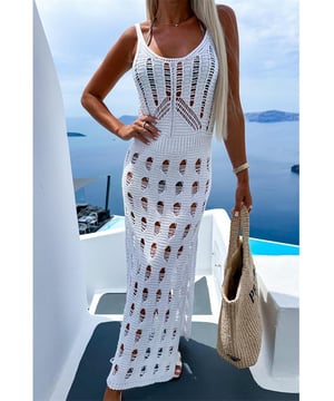 Openwork Slit Scoop Neck Sleeveless Cover Up
  Features: Openwork
  Sheer: Opaque
  Stretch: Stretchy
  Material composition: 100% acrylic
  Care instructions: Machine wash cold tumble dry low
  Imported
  Product Measurements (in inches):
  Size S
  US 4
  Bust: 25.2
  Top Length: 48
  Size M
  US 6/8
  Bust: 26.8
  Top Length: 48.8
  Size L
  US 10/12
  Bust: 28.3
  Top Length: 49.6
  Size XL
  US 14
  Bust: 29.9
  Top Length: 50.4