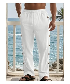 Estilo básico Abotonado  
Composición del material: 95% lino 5% poliéster  
Instrucciones de cuidado: Lavar a máquina en frío. Secar a baja temperatura.  
Importado  
Medidas del producto (Medidas en pulgadas):  
S: Largo del pantalón 40.2 Entrepierna 28.3 Cintura 27.6 Cadera 40.2  
M: Largo del pantalón 40.9 Entrepierna 28.7 Cintura 29.1 Cadera 41.7  
L: Largo del pantalón 41.7 Entrepierna 29.1 Cintura 30.7 Cadera 43.3  
XL: Largo del pantalón 42.5 Entrepierna 29.5 Cintura 32.3 Cadera 44.9  
2XL: Largo del pantalón 43.3 Entrepierna 29.9 Cintura 33.9 Cadera 46.5  
3XL: Largo del pantalón 44.1 Entrepierna 30.3 Cintura 35.4 Cadera 48
