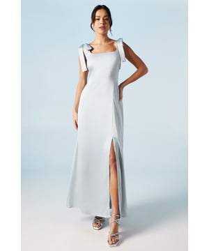 Discover a dress for all occasions and reach for it on repeat. With delicate lace trims, feminine prints and flattering silhouettes, find your perfect style to take you from day to night. From versatile midis to maxi and mini lengths, your perfect dress is only a click away. Style: Petite Satin Tie Shoulder Midi Dress.  Ideal for: Bridesmaids.  Design: Tie.  Model wears size UK 10 and is 5' 3" tall.