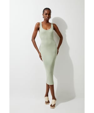 Petite Compact Jersey Rib Racer Maxi Dress