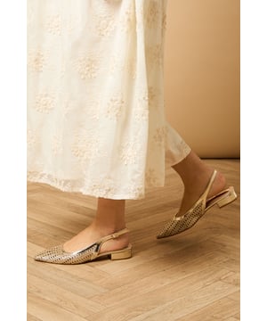 Elegant woven texture design across the pointed toe for distinctive visual interest
        Comfortable low heel measuring between 2.5-4.5cm perfect for all-day wear
        Slingback strap with adjustable buckle fastening for a secure fit
        Versatile court shoe silhouette with a modern pointed toe
        Faux leather construction offering durability and easy maintenance
    
    The Clara slingback courts from Oasis present the perfect balance of comfort and style for the fashion-conscious woman. The intricate woven texture adds a touch of sophistication to these versatile shoes, while the pointed toe creates a flattering silhouette that elongates the leg. Style these courts with straight-leg jeans and a crisp white tee for effortless daytime chic, as shown by our model. For family gatherings or casual brunches, pair with a floral midi dress and denim jacket for that quintessential Oasis look. The practical low heel ensures comfort throughout the day without compromising on style, making these shoes an essential addition to your wardrobe. The adjustable slingback design offers both security and a contemporary aesthetic that works beautifully across seasons and occasions.