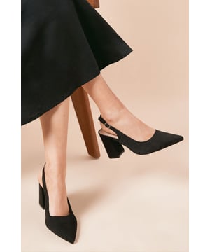 Ellens Pointed High Block Heel Slingback Court Shoes