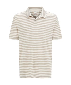 Unifarbenes Kurzamshirt mit Polokragen und Allover-Streifenmuster in Regular Fit. Perfekt für den sportive-eleganten Stil.