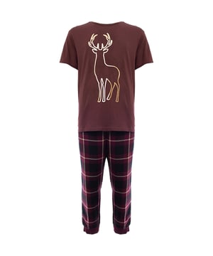 Relax in style with the Threadbare deer loungewear set in burgundy. This cozy set features a charming deer motif, adding a festive and playful touch to your loungewear collection. The rich burgundy color provides a warm and inviting feel, perfect for those lazy days at home. Crafted from 100% cotton, this  loungewear set offers exceptional comfort and breathability, ensuring you stay comfortable all day long. Whether you?re lounging on the couch or enjoying a quiet evening in, this set is the perfect choice for ultimate relaxation.