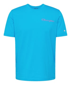 Effen kort T-shirt met ronde hals en labelprint in normale pasvorm.
