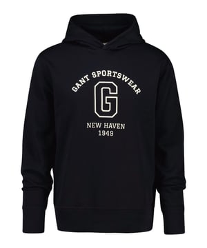 Dieser Hoodie von Gant vereint stilvolles Design mit erstklassigem Komfort. Der Pigmentprint sorgt für einen weichen, dezenten Look auf dem leichten Material. Die Kapuze ist mit dem gleichen Stoff gefüttert, wodurch ein harmonisches Gesamtbild entsteht. Dank des Standard Fits bietet der Hoodie eine bequeme Passform für jeden Tag. Rippbündchen an Ärmeln und Saum sorgen für zusätzlichen Halt und eine optimale Passform. Das große Logo mit feinen Details auf der Brust verleiht dem Design eine markante Note. Ein vielseitiges Kleidungsstück, das sowohl sportlich als auch lässig kombiniert werden kann.
