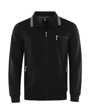 Unifarbene Basic-Sweatjacke mit Stehkragen und einer Brusttasche in bequemer Schnittführung. Schlicht und vielseitig kombinierbar und das zu jeder Jahreszeit.