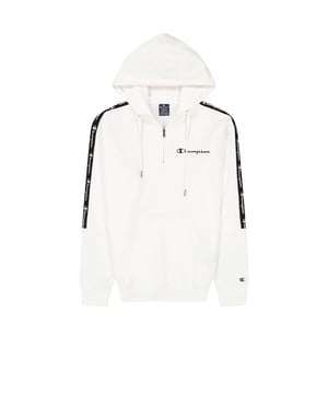 Effen heren hoodie met halfrits en speelse jacquardbanden in een comfortabele pasvorm.