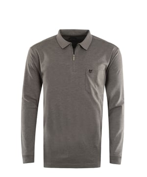 Sportliches Langarm-Shirt mit Flachstrickkragen, verdecktem Reißverschluss und aufgesetzter Brusttasche. Trageangenehm und pflegeleicht.