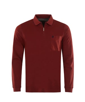 Sportliches Langarm-Shirt mit Flachstrickkragen, verdecktem Reißverschluss und aufgesetzter Brusttasche. Trageangenehm und pflegeleicht.