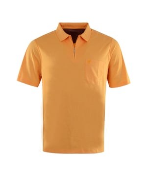 Unifarbenes Kurzarm-Shirt mit Flachstrickkragen, verdecktem Reißverschluss und aufgesetzter Brusttasche. Trageangenehm und pflegeleicht.