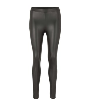 Hochgeschnittene Treggings aus elastischem Lederimitat in figurbetonter Passform.