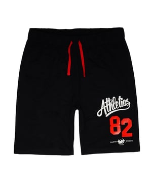 Praktische kurze Sweathose mit Schnürung. Ideal für Sport und Freizeit. Harvey Miller Logo auf dem linken Bein.