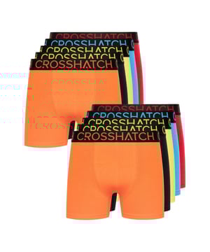 Mens Crosshatch Highlighter 12 Pack Boxers- Set comprises 2 x red  2 x orange  2 x black  2 x yellow  2 x green and 2 x blue boxer shorts- Woven jacquard waistband- Soft and comfortable stretch cotton jersey- 95% Cotton  5% Elastane.  Machine washable.- Ref: CH2T123243ASSTKWe regret that underwear is non-returnable due to hygiene reasons.