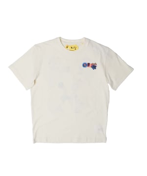 Juniors Off White Together T- Shirt in white pink.- Crewneck.- Short sleeves.- Off-white multicolor logo at front.- Multicolor arrow at back.- Slim fit.- 100% Cotton.- Ref: OGAA0010030330