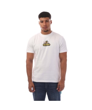 Off White 90’s DJ Slim T- Shirt in white pink.- Crewneck.- Short sleeves.- Off White 90's Dj logo on the chest.- Off White Arrow logo on the back.- Slim fit.- 100% Cotton.- Ref: OMAA0270130132