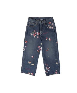 Juniors Palm Angels Medium Wash Flower Denim Jeans in blue red.- Zip fly and button fastening.- 5 pockets design.- Logo patch to the rear.- All-over flower print.- 100% Cotton.- Ref: PGYA0010014525