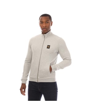 Mens Belstaff Full-Zip Sweatshirt in grey.- Stand-up collar.- Front zip fastening.- Two side-entry pockets.- Embroidered-edge patch on the chest.- Ribbed collar  cuffs and hem.- 100% Cotton.- Ref: 100050ODSHR