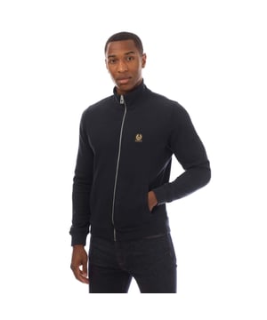 Mens Belstaff Cotton Fleece Full Zip Sweatshirt in dark ink.- Ribbed stand collar.- Full zip fastening.- Long sleeves.- Front welt pockets.- Belstaff phoenix patch at left chest.- Ribbed cuffs and hem.- Soft cotton loopback jersey fleece- Regular fit.- 100% Cotton.  Machine washable.- Ref: 100050DKINK