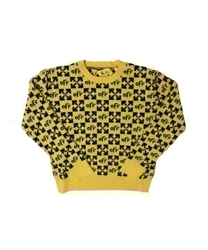 Juniors Off White Monogram Sweatshirt in yellow black.- Ribbed crewneck.- Ribbed cuffs and hem.- All-over monogram.- Regular fit.- 100% Cotton.- Ref: OBHA0010021810