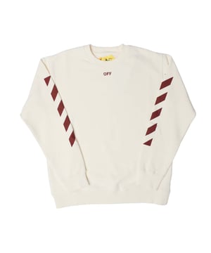 Juniors Off White Off Stamp Crewneck Sweatshirt in off white.- Crewneck.- Ribbed cuffs and hem.- Off-White logo at front.- Diagonal details on the sleeves.- Ref: OGBA0010020328
