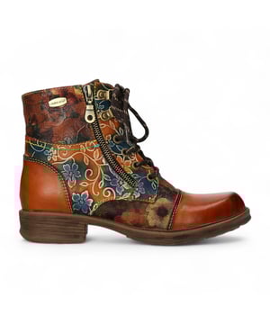 Geef je dagelijkse stijl een vintage twist met de Laura Vita Anita 006 enkellaarsjes. Deze charmante, Victoriaans geïnspireerde laarzen hebben een verfijnde bloemenprint, een praktische vetersluiting met rits aan de zijkant en een comfortabele lage hak. Dankzij de mix van leer en textiel, plus een voering en binnenzool van microvezel, bieden ze stijl en draagcomfort voor de hele dag. Bovenwerk: Leer en textiel met bloemenprint. Voering & binnenzool: Zachte microvezel voor comfort. Buitenzool: Rubber met goede grip. Hakhoogte: 2 cm | Plateauhoogte: 1 cm. Sluiting: Rits en decoratieve veters. Stijl: Victoriaanse gothic enkellaarsjes.