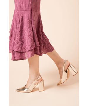 Ellens Pointed High Block Heel Slingback Court Shoes