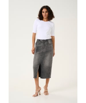 Regular fit,Hohe Taille,Midi-Länge  40° waschbar, Nicht bleichen, Trocknen im Trockner schonend, Tropnass aufhängen im Schatten, Warm bügeln max. 150° C, Trockenreinigung  75% Baumwolle,13% Viskose,10% Polyester,2% Elasthan