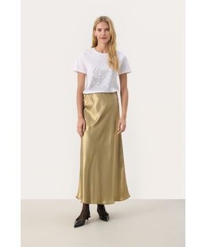 Feminine,Hoge taille,Midi lengte  Fijne was 30°, niet bleken, niet in de droger drogen, Druipnat ophangen in de schaduw, koud strijken max. 110° C,   100% Polyester (Gerecycled)