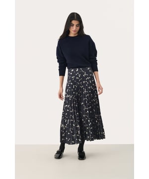A-shape,Hohe Taille,Midi-Länge  Schonwäsche 30°, Nicht bleichen, Nicht im Trockner trocknen, Tropnass aufhängen im Schatten, Nicht bügeln, Trockenreinigung  100% Polyester (Recycelt)