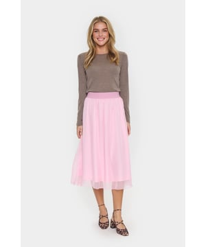 Casual fit,Elastische taille,Midi lengte  Fijne was 30°, niet bleken, niet in de droger drogen, Druipnat ophangen, koud strijken max. 110° C, Chemisch laten reinigen.  100% Polyester