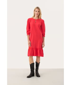 Feminine Form,Knielänge,3/4 Ärmel  Schonwäsche 30°, Nicht bleichen, Nicht im Trockner trocknen, Tropnass aufhängen im Schatten, Kalt bügeln max. 110° C, Trockenreinigung  50% Leinen,50% Viskose (LENZING™ ECOVERO™)