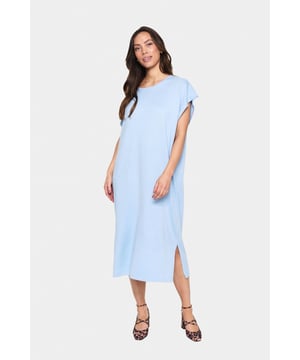 Loose fit,Midi lengte,Korte mouwen  Fijne was 30°, niet bleken, niet in de droger drogen, Liggend laten drogen., koud strijken max. 110° C, Chemisch laten reinigen.  80% Viscose (LENZING™ ECOVERO™),20% Polyamide