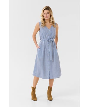 Zally,Feminine,Onder de knie,Mouwloos  Fijne was 30°, niet bleken, niet in de droger drogen, Druipnat ophangen in de schaduw, koud strijken max. 110° C, Droogreiniging  100% Viscose