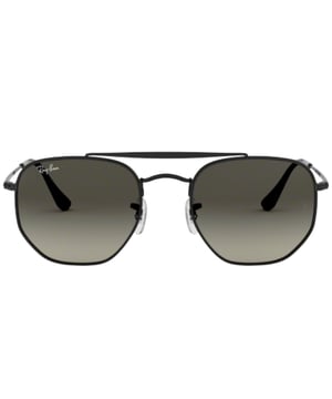 Gloednieuwe zwarte Ray-Ban zonnebril, lensbreedte = 54 mm, neusbrugbreedte = 21 mm, armlengte = 145 mm, zonnebril, zonnebrillenkoker, schoonmaakdoekje en onderhoudsinstructies allemaal inbegrepen, 100% bescherming tegen UVA- en UVB-zonlicht en conform de Britse norm EN 1836:2005, zwarte zonnebril, 100% metaal