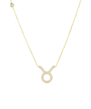 Made of 925 sterling silver, dipped in 22ct gold. This necklace is hand set with multifaceted white zircons.Taurus celebrate birthdays April 20 - May 20Finished with a lobster clasp, and size adjusterDimensions: Necklace can be worn 40cm chain length or 45cm chain length using adjuster. Motif 1.5cm x 1cmPackaging:This item is presented in a Latelita London signature packagingCare Instructions:To maintain your jewellery, wipe gently with a damp cloth that is soft and clean. Do not soak in water. Avoid contact with soaps, detergents, perfume or hair spray.
