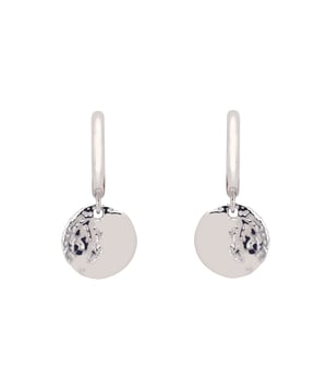 Dazzle under the moonlit sky with our Silver Lunar Moon Huggie Hoop Earrings. Crafted from 925 sterling silver, these petite hoops cradle a round metallic disc, elegantly designed to capture the essence of the moon's phases. With a textured surface across half of the disc, reveals a crescent moon nestled within the full moon, offering a blend of mystery and illumination. Weighing a mere 2.5 grams and measuring 2.2 cm in length by 1.0 cm in width, they're the perfect whisper of lunar charm to your ensemble. In the realm of jewellery, the moon symbolizes femininity, cycles, and the passage of time, making these earrings not just a style statement, but a piece rich with meaning.