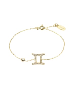 Introducing the Zodiac Horoscope Star Sign Bracelet Gemini! This beautiful bracelet is made of 925 sterling silver, and features a hand-set multifaceted white zirconia on a star sign motif. The bracelet is adjustable, length 14.5cm - 17cm, to fit most wrist sizes, and the motif measures 1.5cm x 1cm. The bracelet weighs 1.9g.Gemini is the third sign of the zodiac, and those born under it are said to be quick-witted, curious, and adaptable. They are also known for their duality - they can be both introspective and outgoing, changeable and inconsistent.Geminis celebrate their birthdays from May 21st to June 20th, and this bracelet is the perfect way to show off your Gemini star sign in style. It comes finished with a lobster clasp and size adjuster, and is available in a choice of 22ct gold, 22ct rose gold or rhodium plating. So if you're looking for a fashionable and unique gift for yourself or a fellow Gemini, look no further than the Zodiac Horoscope Star Sign Bracelet!