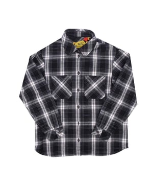 Juniors Off White Script Check Flannel Shirt in black-white.- Spread collar.- Full button fastening.- Chest pockets.- Buttoned cuffs.- Black and grey checked pattern all over.- Curved hem.- 80% Cotton  20% Polyester.- Ref: OGGA0010011001