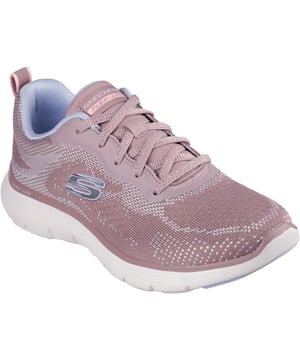 Ga wild en comfortabel met de Skechers Flex Appeal 5.0 Cruising Thru. Deze veterschoen heeft een gebreid bovenwerk en een comfortabele Skechers Air-Cooled Memory Foam binnenzool.