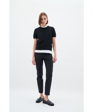 Slim fit,Mittlere Taille,Knöchellänge  Schonwäsche 30°, Nicht bleichen, Nicht im Trockner trocknen, Tropnass aufhängen, Kalt bügeln max. 110° C, Trockenreinigung  58% Baumwolle,37% Polyester,5% Elasthan