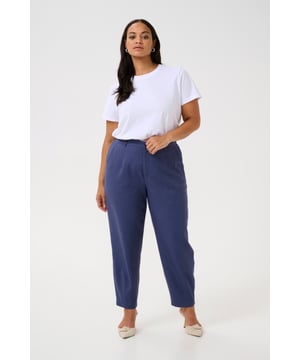 Loose fit,Elastische taille,Enkel lengte,Straight  Wassen op 30°, niet bleken, niet in de droger drogen, Druipnat ophangen in de schaduw, koud strijken max. 110° C, Droogreiniging  64% Polyester (Gerecycled),33% Viscose,3% Elastaan