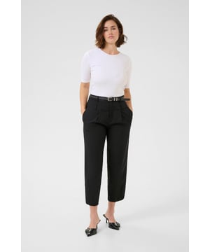 Regular fit,Hoge taille,Cropped lengte,Straight  Wassen op 30°, niet bleken, niet in de droger drogen, Druipnat ophangen in de schaduw, warm strijken max. 150° C, Droogreiniging  82% Polyester,16% Viscose,2% Elastaan